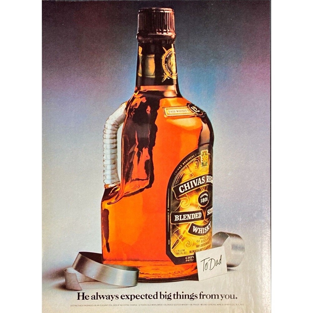 Chivas Regal Blended Scotch Whisky "A Gift for Dad" Vintage Print Ad 1983